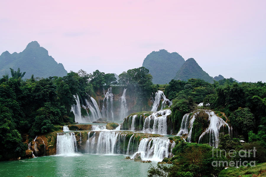 Waterfalls in mountains Photograph by Charline Xia