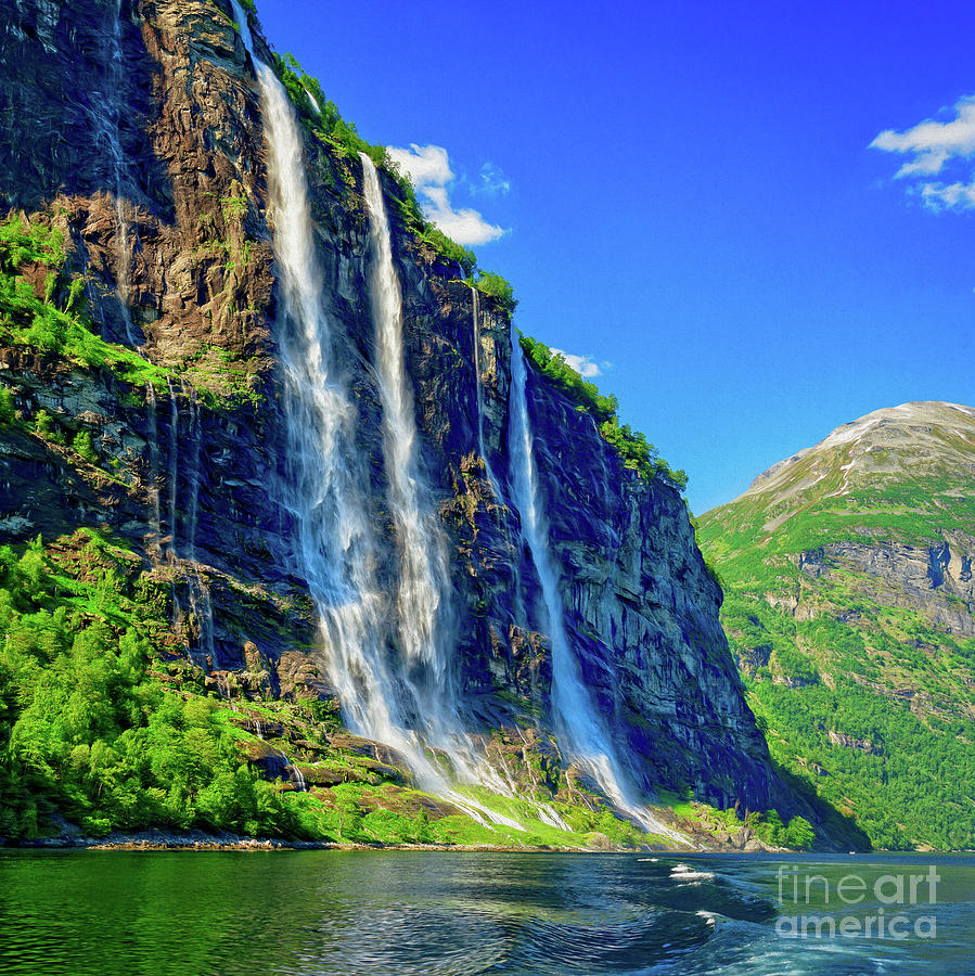 Waterfalls into a fjord Photograph by Izet Kapetanovic