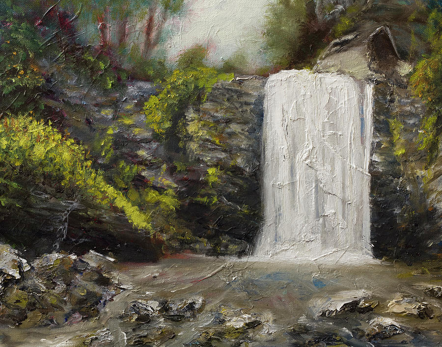 Waterfalls of North Carolina Looking Glass Falls Painting by Gray Artus