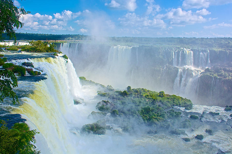 Waterfalls on Both Sides of the Devils Throat in Iguazu Falls National Park-Brazil Photograph by Ruth Hager
