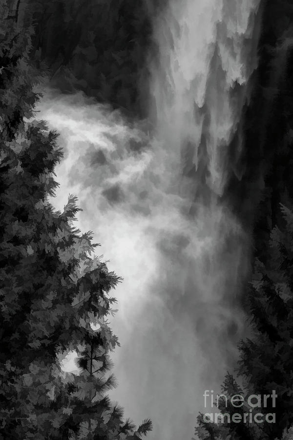 Waterfalls Yosemite BW Photograph by Chuck Kuhn