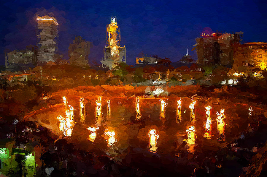 WaterFire Providence Rhode Island Painting By Queso Espinosa