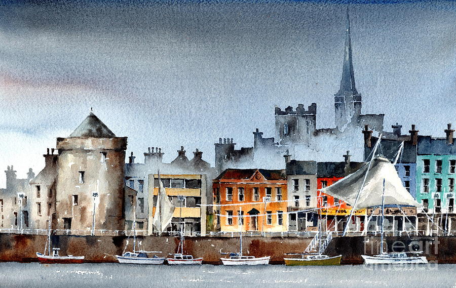 Castle Painting - WATERFORD  City Quays by Val Byrne