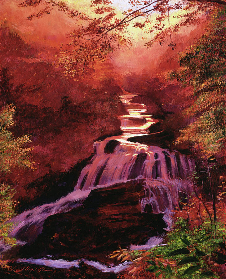 Waterfall Sunrise Painting
