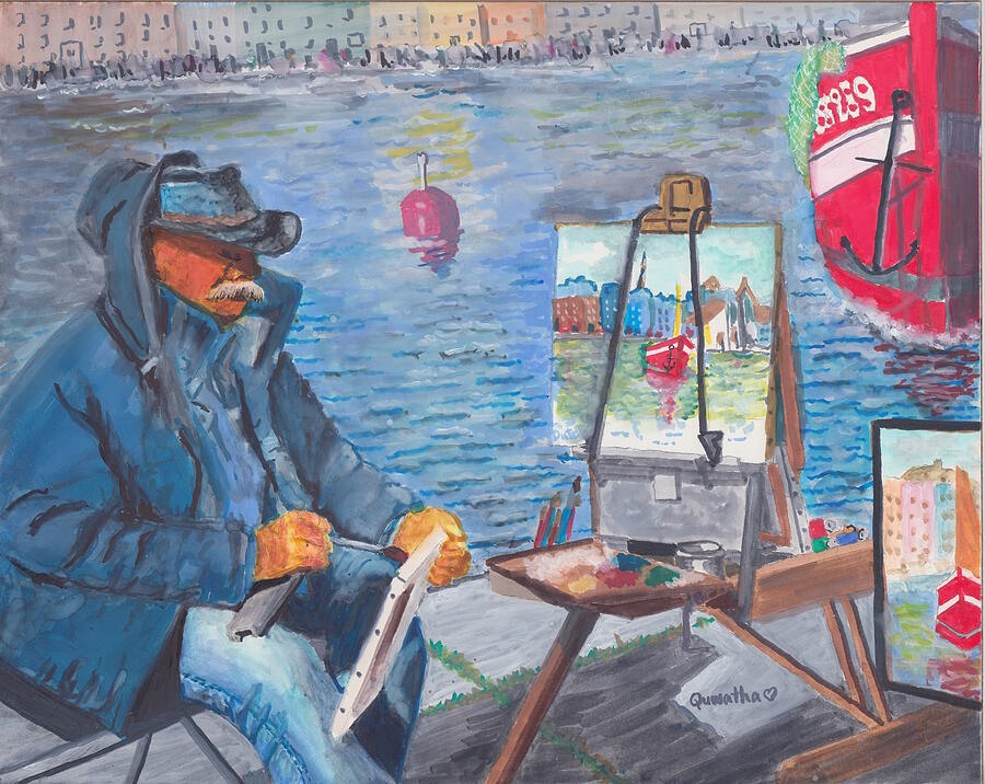 Waterfront Artist Painting by Quwatha Valentine
