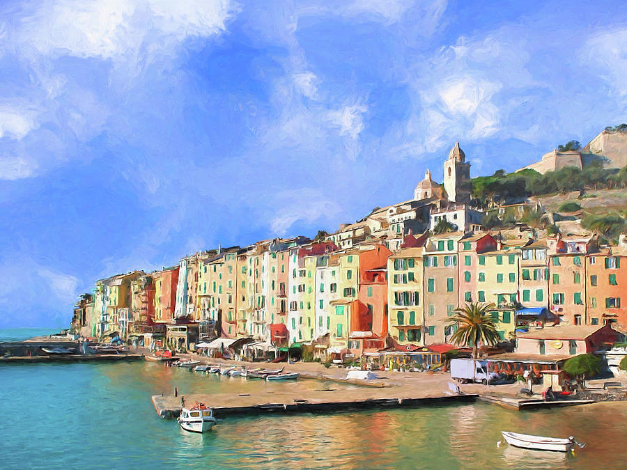 Waterfront at Porto Venere Painting by Dominic Piperata