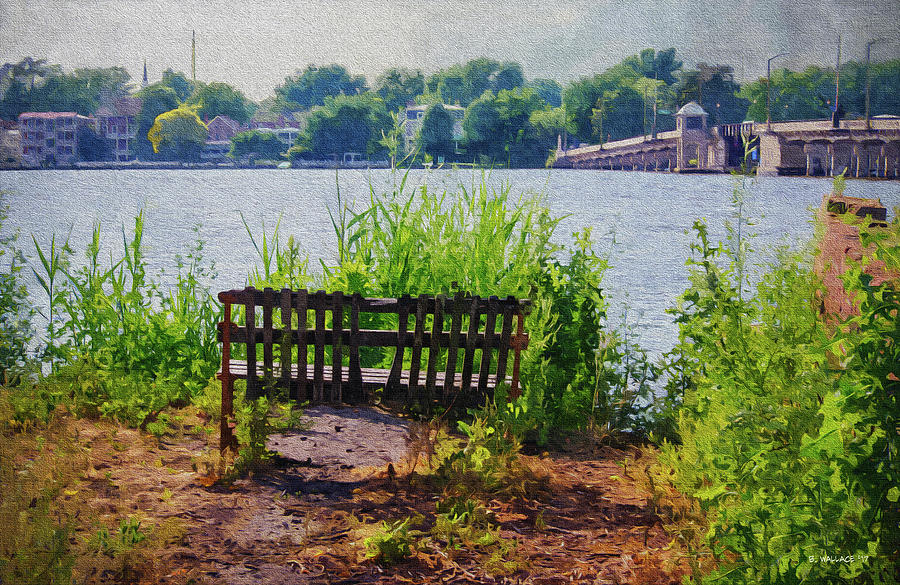 Waterfront Bench - Paint FX Photograph by Brian Wallace