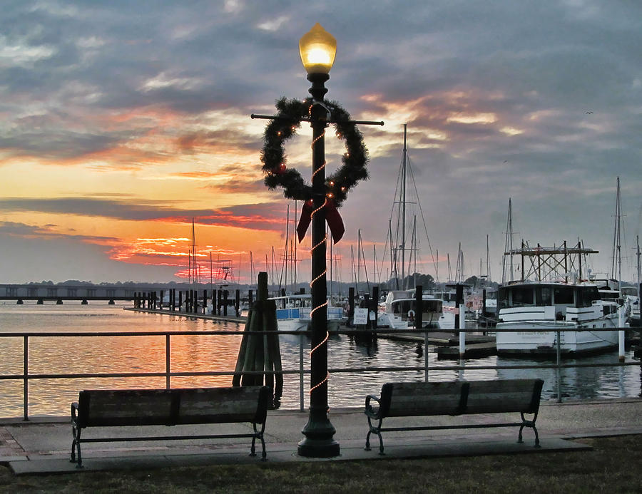 Waterfront Christmas Photograph by Vic Montgomery