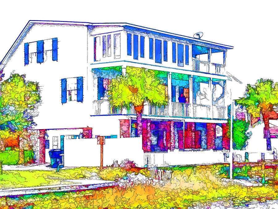 Waterfront home in Swansboro Painting by Jeelan Clark