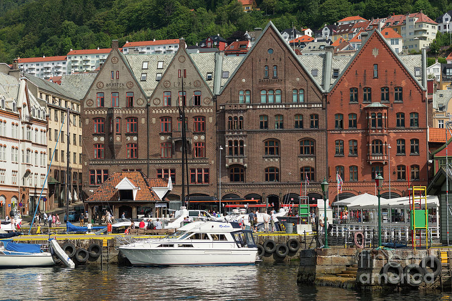 Waterfront near the fish market, Bergen Photograph by Andrew Michael