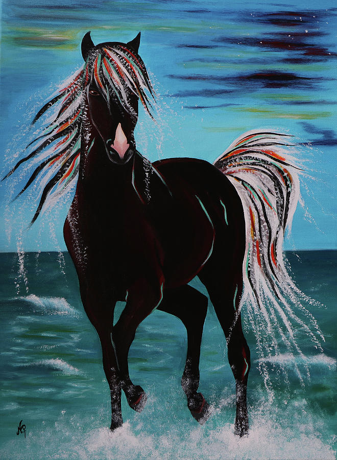 Horse Painting - Waterhorse by Nicole Paquette Horse Painting - Waterhorse by Nicole Paquette