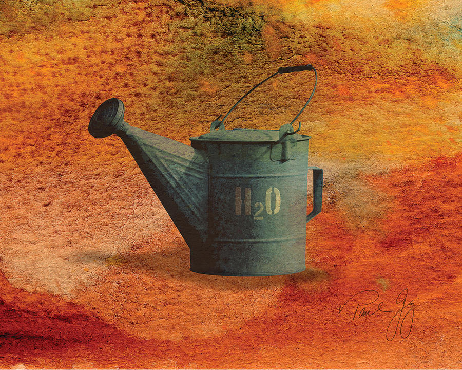 Water Can Mixed Media - Watering Can H20 by Paul Gaj