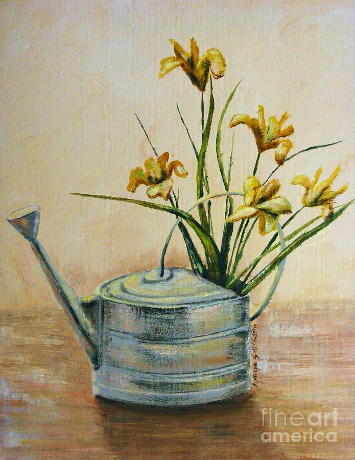 Watering Can Painting by Marilyn Smith