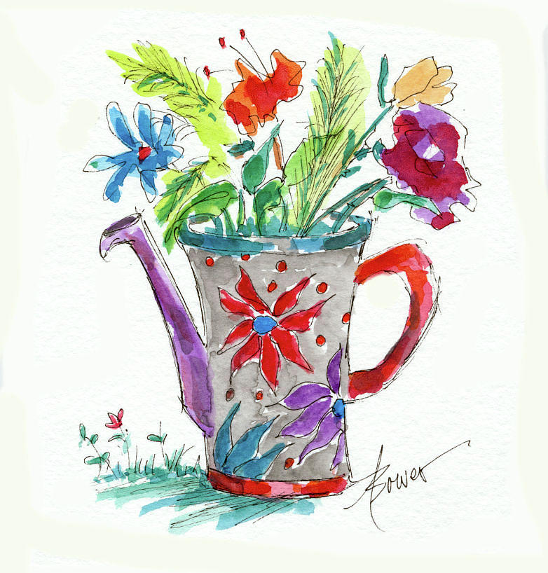 Watering Can What? Painting by Adele Bower