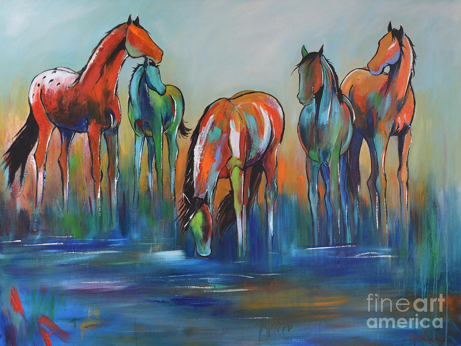 Watering Hole 5 Painting by Cher Devereaux