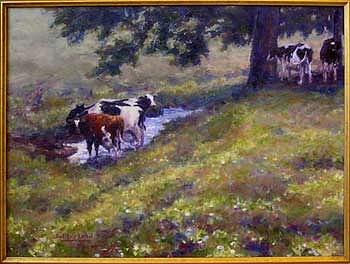 Pasture Painting - Watering Hole by Karl Eric Leitzel