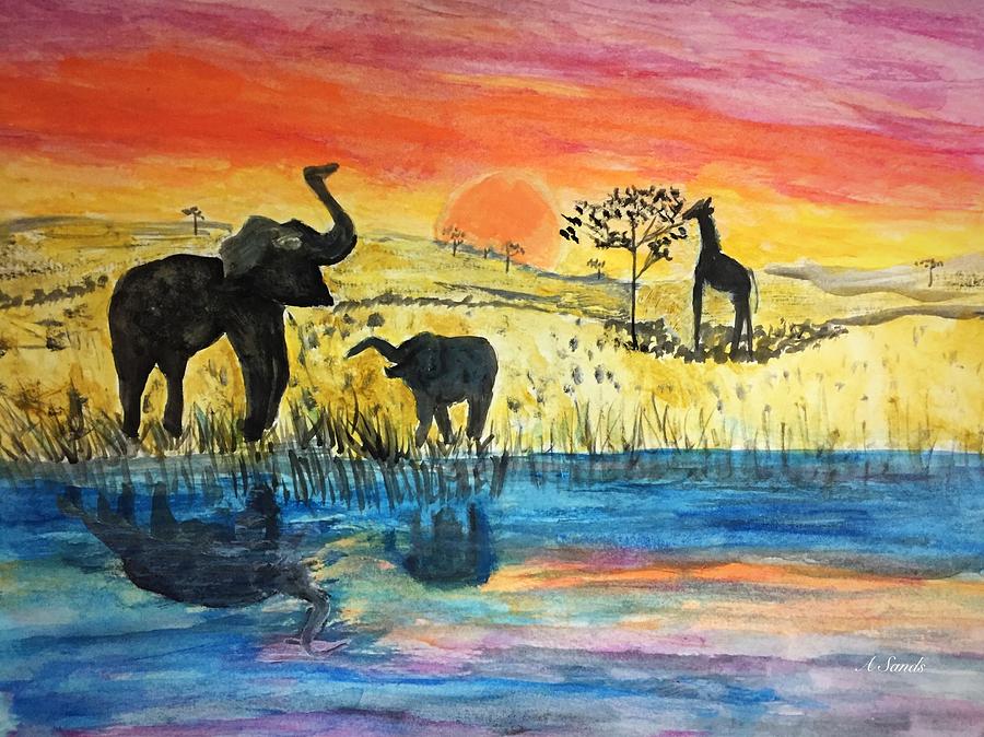 Watering Hole Painting by Anne Sands