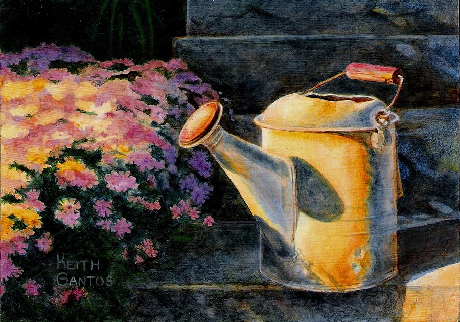 Watering Time  Painting by Keith Gantos