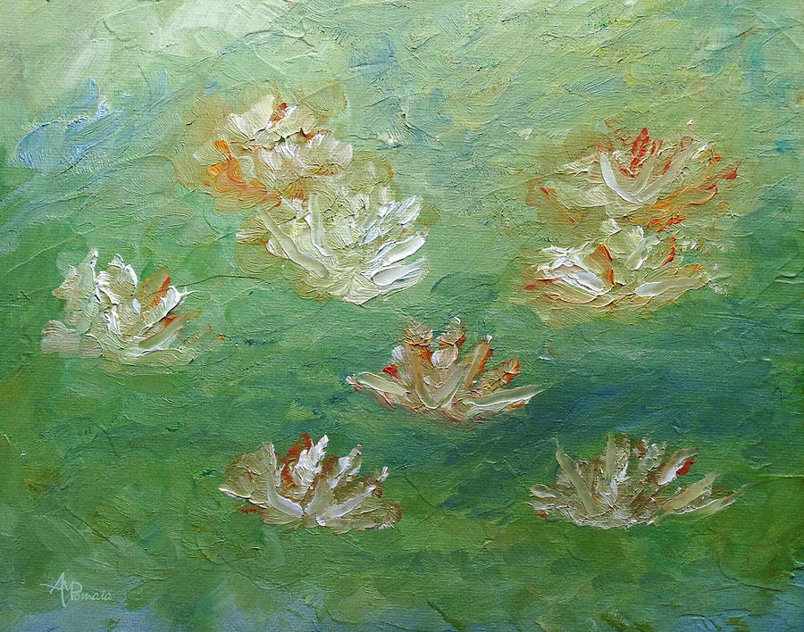 Waterlilies Abstract Painting by Angeles M Pomata