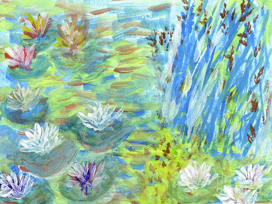 Water Lilies in Watercolor Painting by Carol F Austin