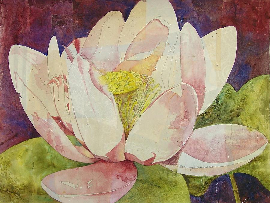 Waterlily Collage Painting by Marlene Gremillion