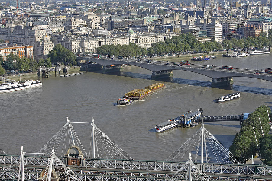 Waterloo Bridge from London Eye Photograph by Tony Murtagh