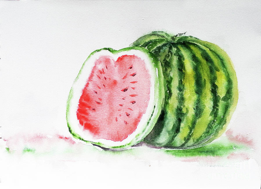 Watermelon and a half Painting by Asha Sudhaker Shenoy