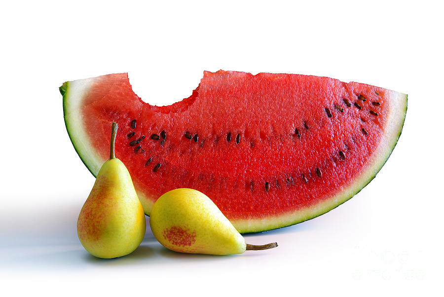 Fruit Photograph - Watermelon and Pears by Carlos Caetano
