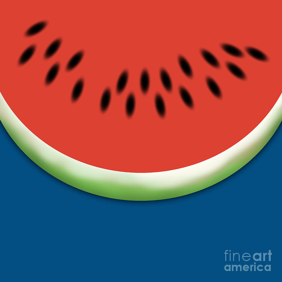 Watermelon Slice - Blue Background Digital Art by Jason Freedman