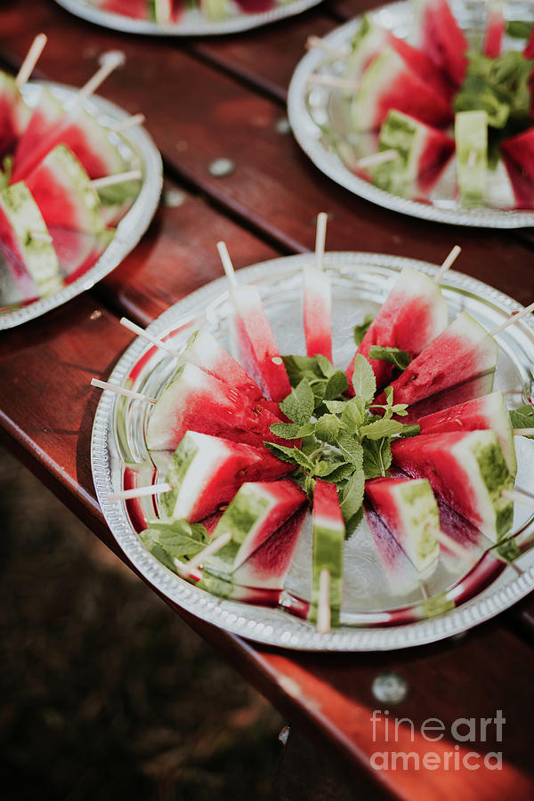 Summer Photograph - Watermelon slice popsicles  by Viktor Pravdica