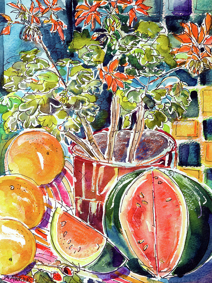 Watermelon Still Life Painting by Seeables Visual Arts