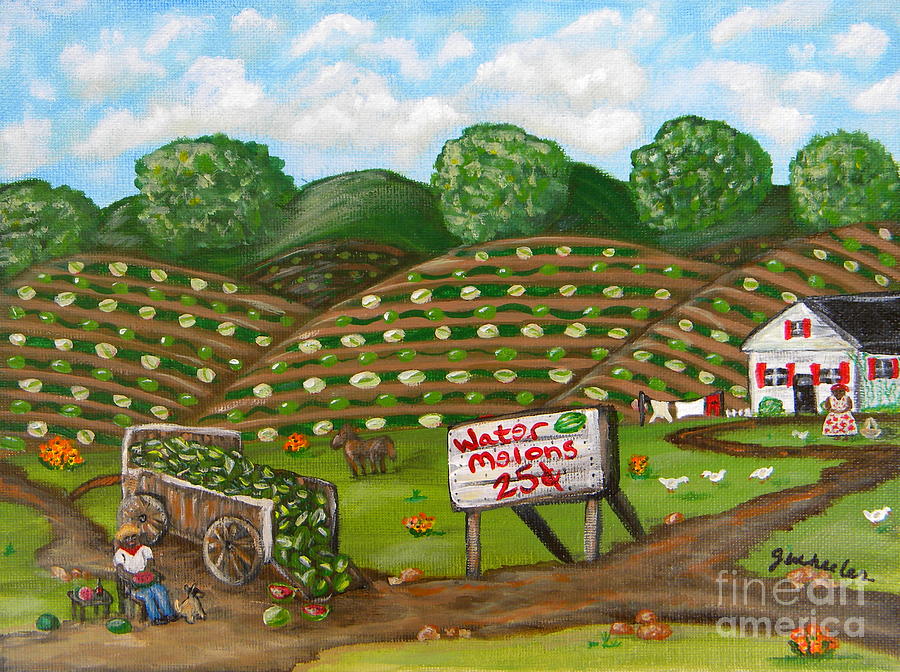 Watermelons for Sale Painting by JoAnn Wheeler