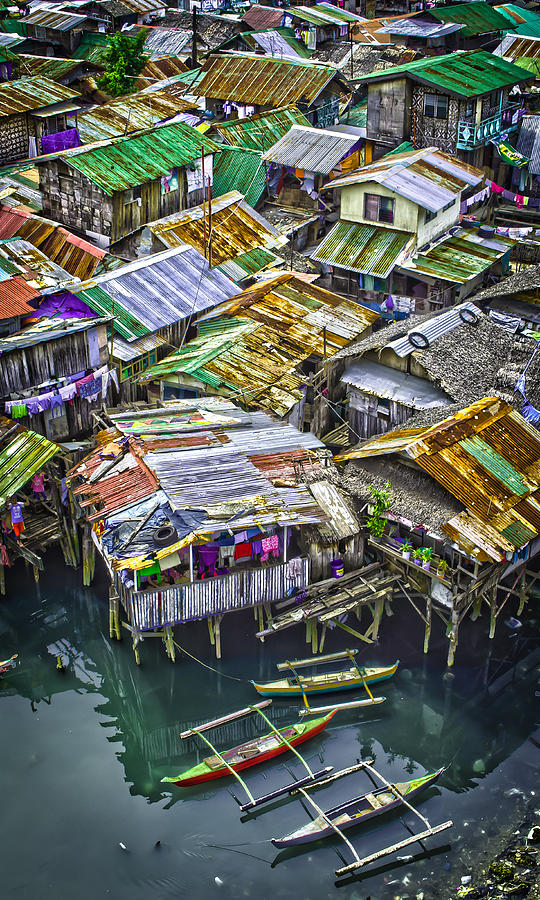 Boat Photograph - Waterside Shanties at Mandaue by William J McCaw