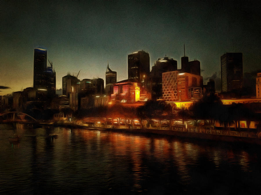 Waterside view of Melbourne at night  by Ashish Agarwal