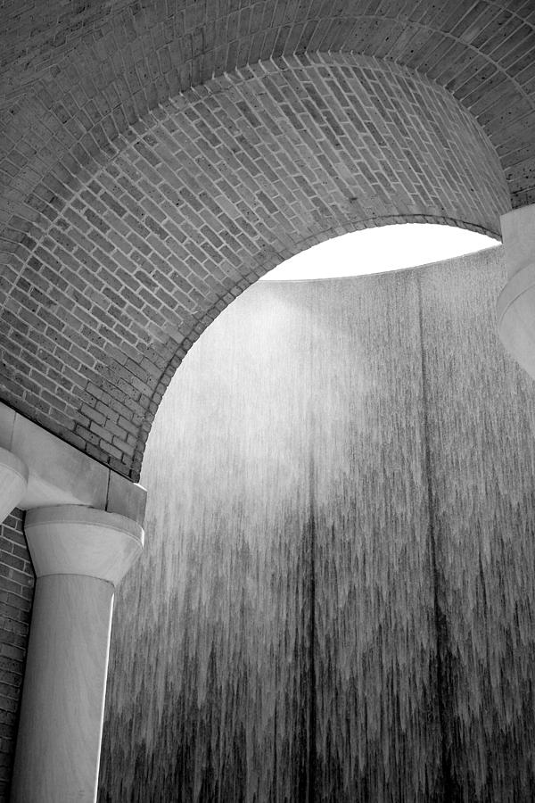 Waterwall And Arch In Black And White Photograph