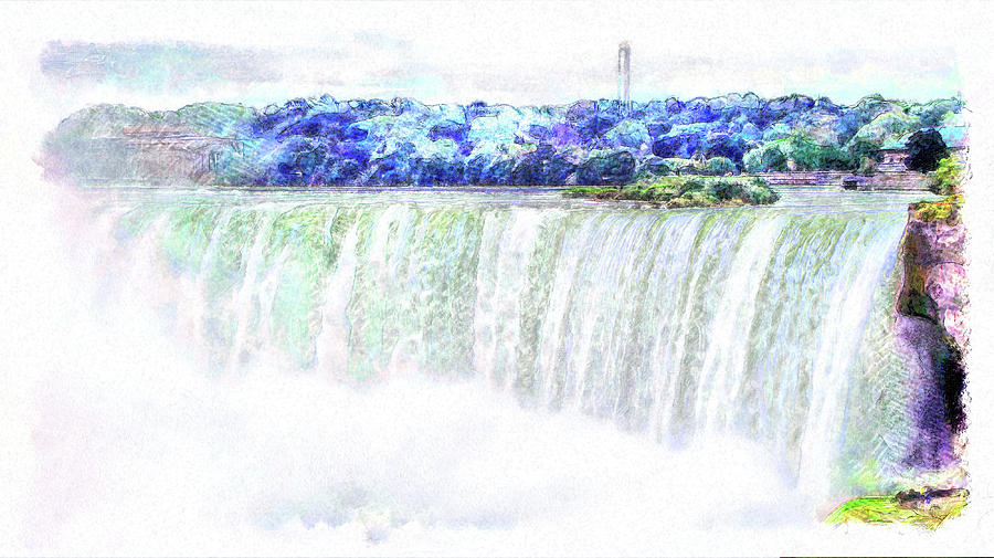 Waterwall - Horseshoe Falls Digital Art by Leslie Montgomery