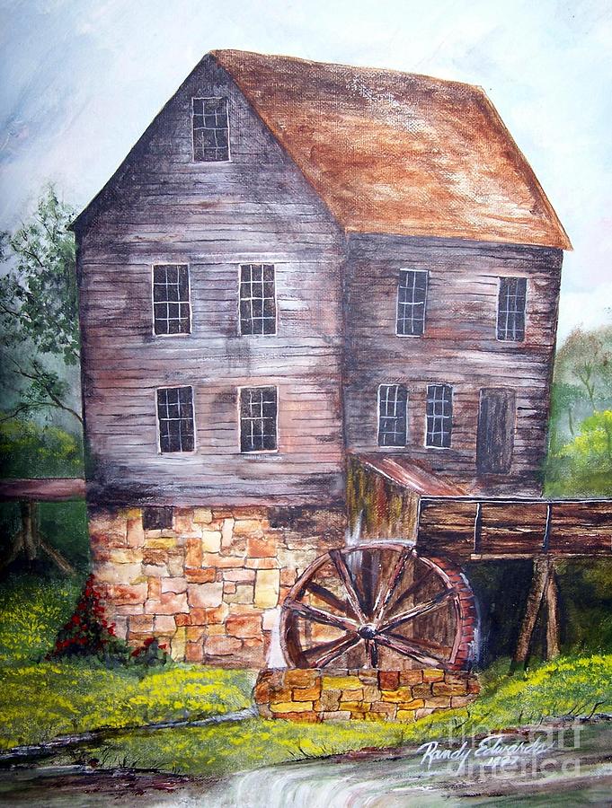 Waterwheel Painting by Randy Edwards - Fine Art America