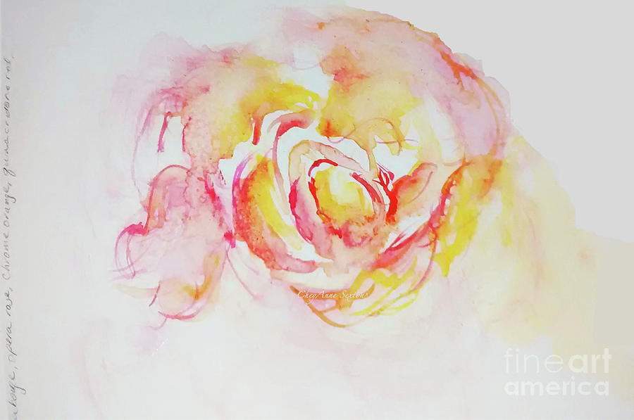 Watery Peach Rose Watercolour Painting