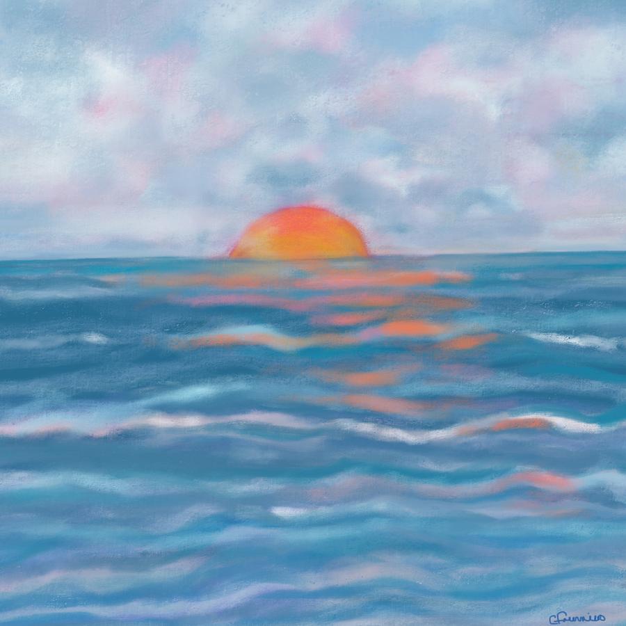 Watery sun Painting by Christine Fournier