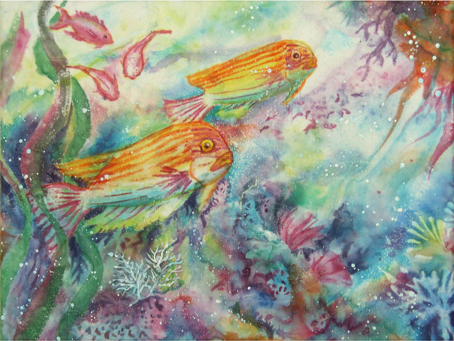 Fish Painting - Watery World 1 by Deborah Younglao