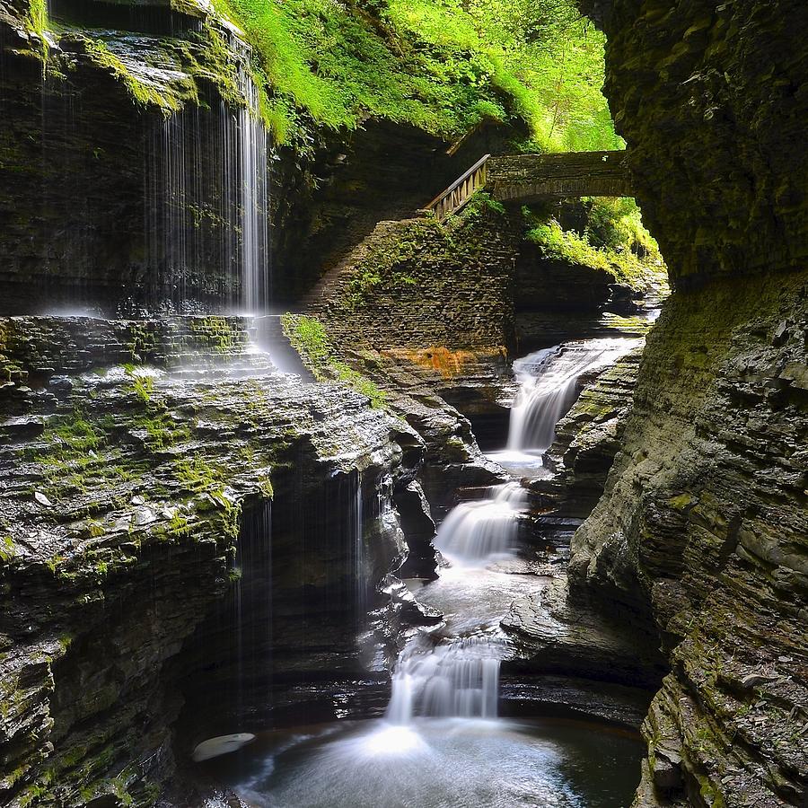 Watkins Glen Rainbow Falls Squared Photograph by Frozen in Time Fine Art Photography