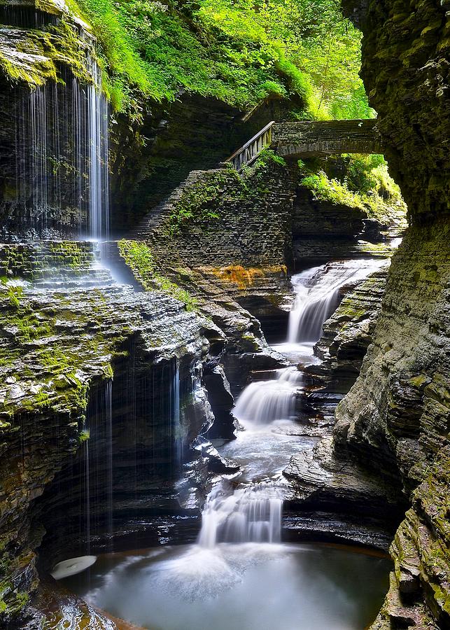 Waterfall Photograph - Watkins Glen State Park Feature Falls by Frozen in Time Fine Art Photography
