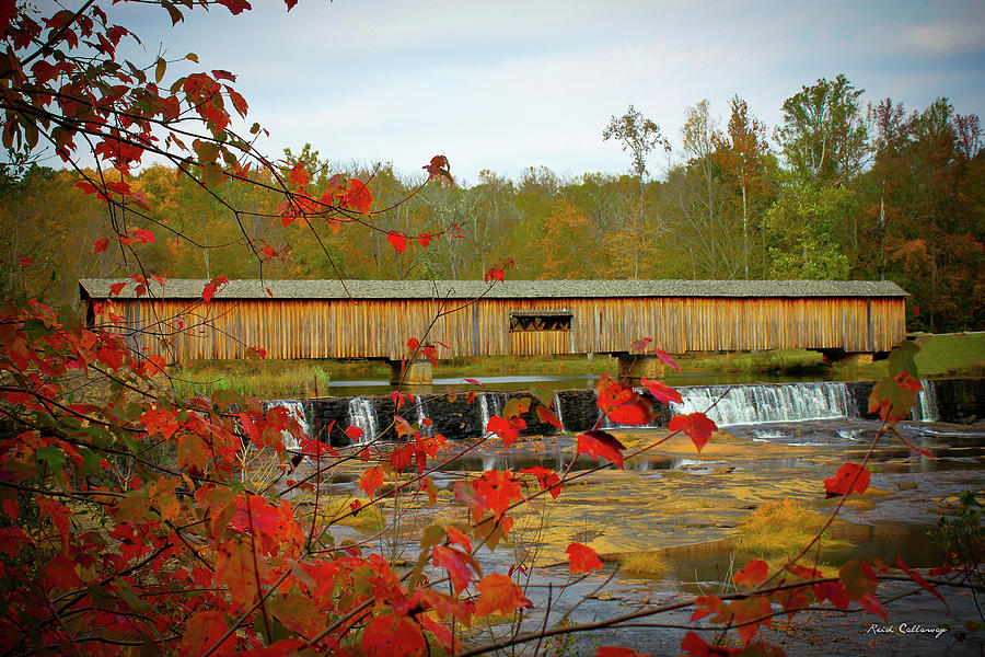 Comer Ga Watson Mill State Park Covered Bridge Autumn Architectural Landscape Art Photograph by Reid Callaway