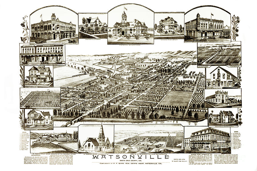 Map Photograph - Watsonville, Santa Cruz County, Cal. 1910 by Monterey County Historical Society