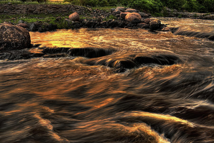 Wausau Whitewater Course Golden Reflection Photograph by Dale Kauzlaric