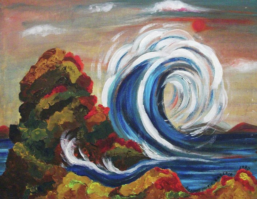 Abstract Painting - Wave and Rocks by Suzanne  Marie Leclair