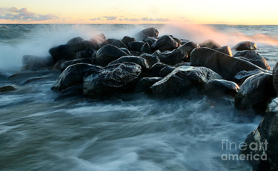 Wave Crashes Rocks 7941 Photograph by Steve Somerville