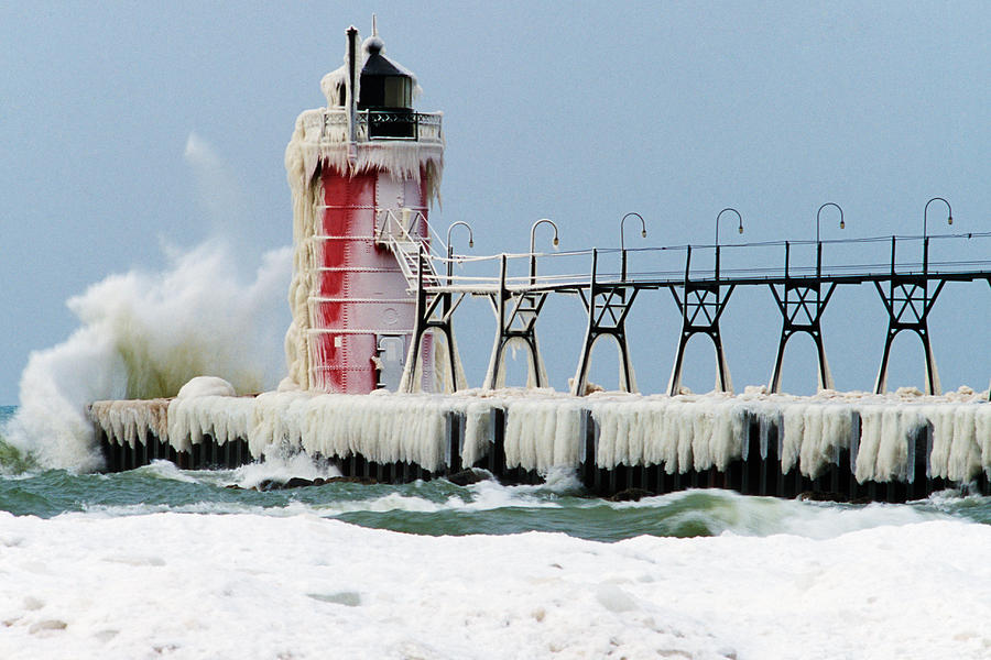 Wave Crashing On Snow-covered South Photograph by Panoramic Images ...