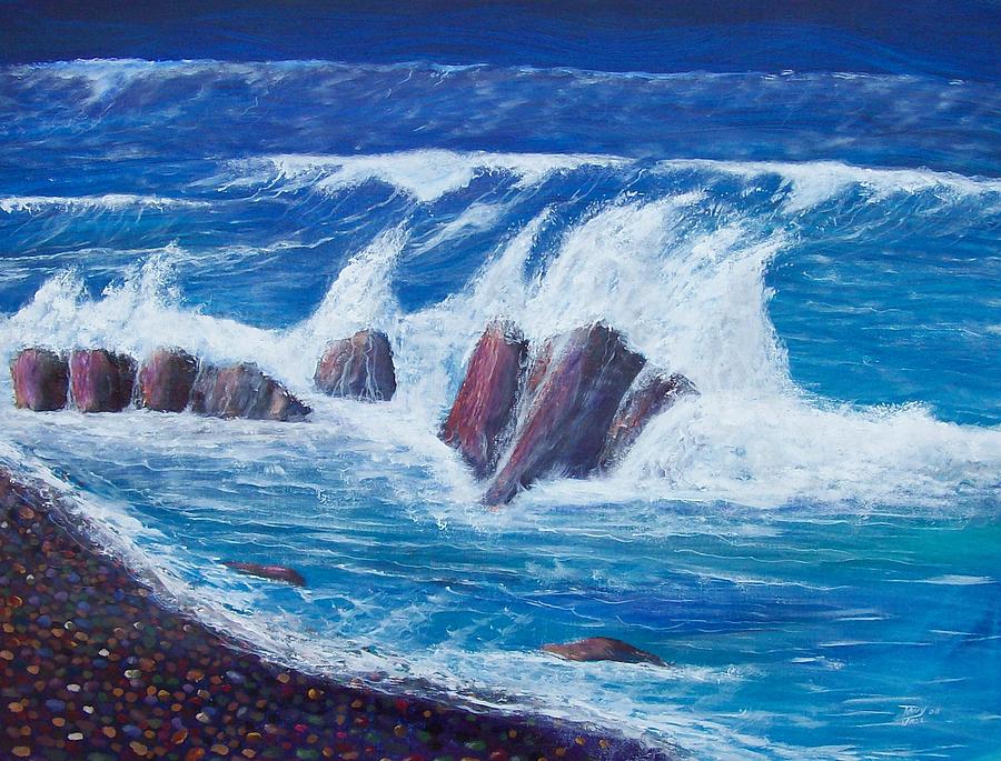 Wave Crashing Painting by Tony Rodriguez