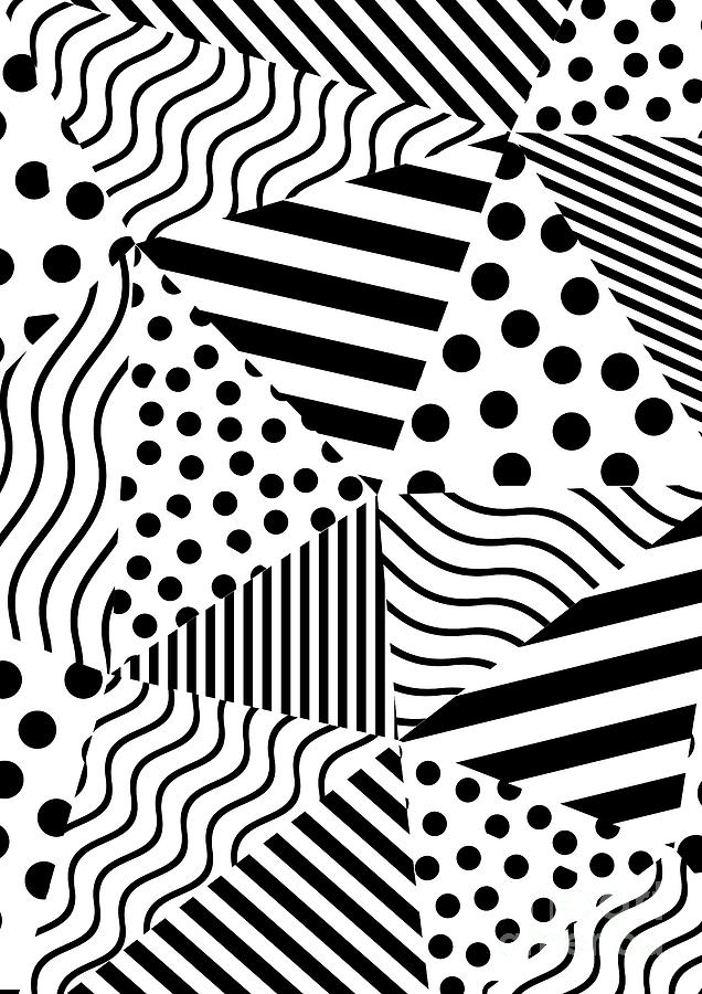 Wave, line and dots modern geometric triangle pattern Digital Art by ...